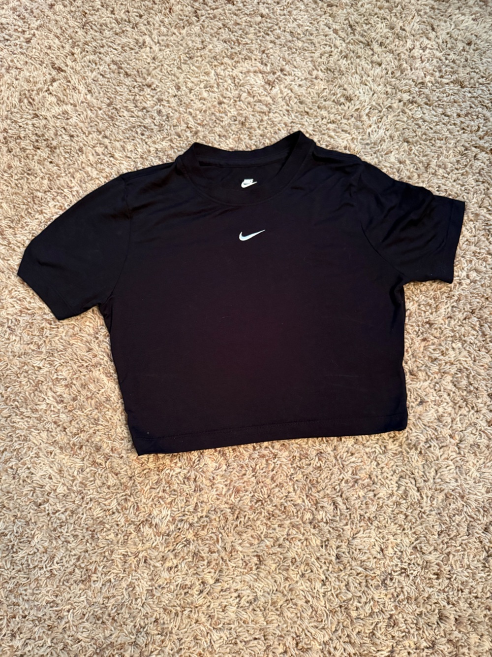 Nike Black Short Sleeve Dri-FIT Crew Tee with White Swoosh